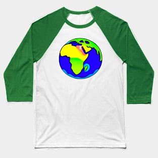Vibrant 70s Style Planet Earth (MD23ERD004c) Baseball T-Shirt